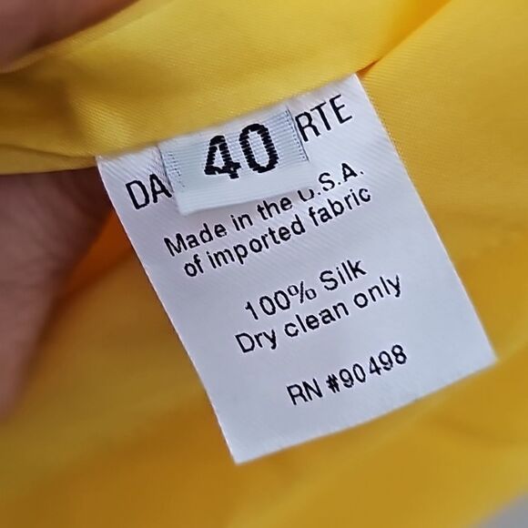 Daniela Corte Opening Dress, Yellow, Open Back, 100% Silk, Size 40, Small - Picture 10 of 11